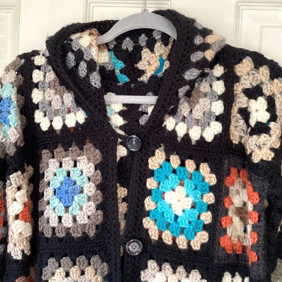Handmade Granny square boho cardigan, vintage style size Large - Picture 3 of 7